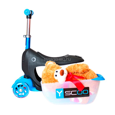 Каталка-самокат 3в1 Y-SCOO Mini Jump&Go со светящими колесами Aqua 6