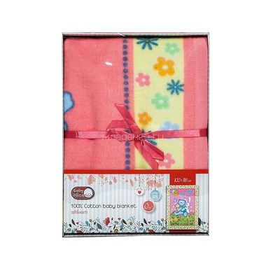 Одеяло Baby Nice байковое 100% хлопок 100х118 Мишка на лужайке (голубой, розовый, бежевый) 9