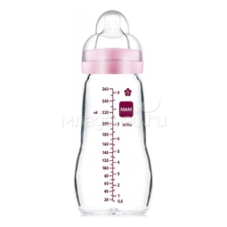 Бутылочка MAM Feel Good Bottle Стеклянная 260 мл (с 0 мес) розовая