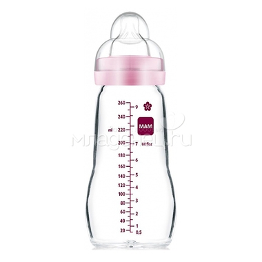 Бутылочка MAM Feel Good Bottle Стеклянная 260 мл (с 0 мес) розовая 1