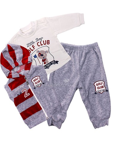 Комплект одежды Estella для мальчика, брюки, толстовка, жилет, цвет - Бордо  0