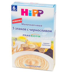 Каша Hipp молочная 250 гр 5 злаков с черносливом и пребиотиками (с 6 мес)