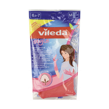 Перчатки Vileda Style внутреннее напыление 100% хлопок (размер M) 0