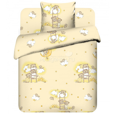 Комплект постельного белья детский Letto в кроватку с простыней на резинке BGR-04 Бежевый 0