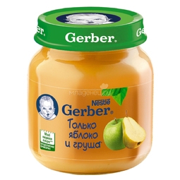 Пюре Gerber фруктовое 130 гр Яблоко с грушей  (1 ступень)