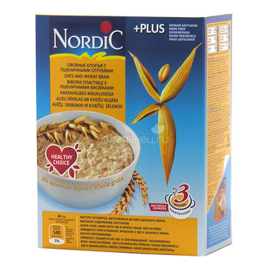 Каша Nordic безмолочная 600 гр Овсяная с пшеничными отрубями (с 12 мес) 0