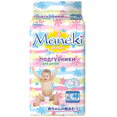 Подгузники Maneki Fantasy 12 кг (48 шт) Размер XL 0