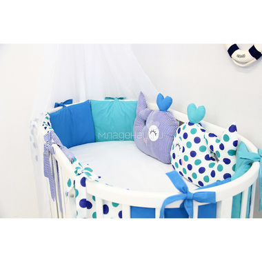Комплект постельного белья ByTwinz для круглой кроватки с игрушками Маленький кит 1