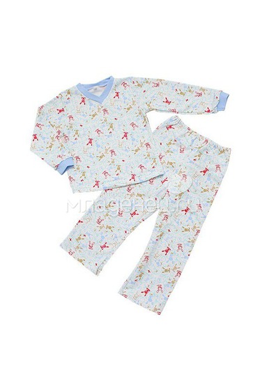 Пижама Idea Kids кофточка длинный рукав V-образный вырез, штанишки без манжета, футер, Ассорти  0