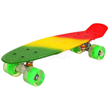 Скейтборд RT Classic 22" 56x15 YQHJ-11 пластик со светящимися колесами Зеленый/Оранжевый/Красный 1