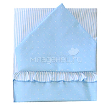 Комплект постельного белья Ангелочки №2 комбинированный с рюшкой Голубой 0