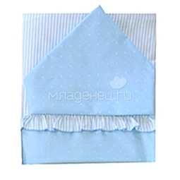Комплект постельного белья Ангелочки №2 комбинированный с рюшкой Голубой