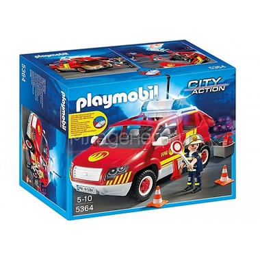 Игровой набор Playmobil Пожарная машина командира со светом и звуком 0