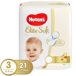 Подгузники Huggies Elite Soft Conv Pack 5-9 кг (21 шт) Размер 3