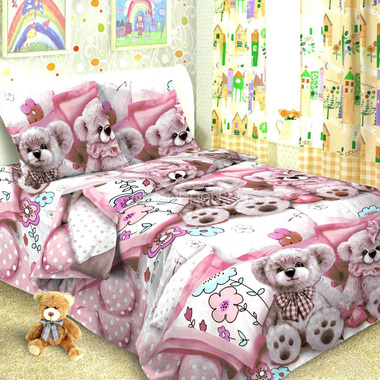 Комплект постельного белья детский Letto Тэдди Розовый 0