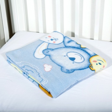 Одеяло Baby Nice байковое 100% хлопок 100х118 Мишка на лужайке (голубой, розовый, бежевый) 8
