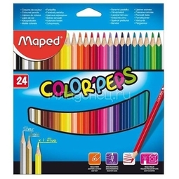 Карандаши цветные MAPED COLOR PEPS 24 цвета ударопрочный грифель