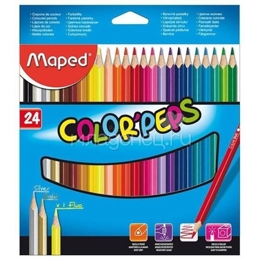 Карандаши цветные MAPED COLOR PEPS 24 цвета ударопрочный грифель 0