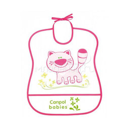 Нагрудник Canpol Babies с полимерным покрытием розовый (с 6 мес)