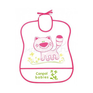 Нагрудник Canpol Babies с полимерным покрытием розовый (с 6 мес) 0