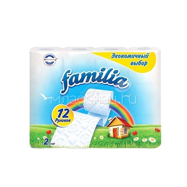 Туалетная бумага Familia белая (2 слоя) 12 шт Радуга 0