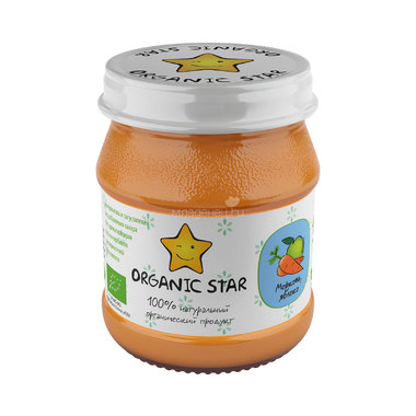 Пюре Оrganic Star фруктовое 100 гр Морковь и яблоко (с 5 мес) 0