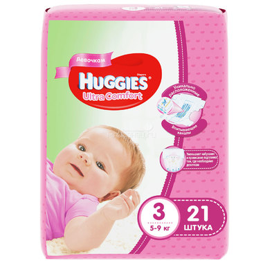Подгузники Huggies Ultra Comfort Conv Pack для девочек 5-9 кг (21 шт) Размер 3 0