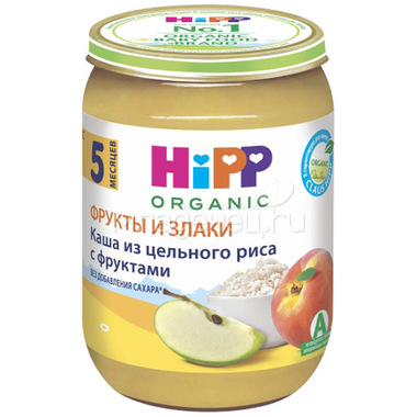 Каша Hipp зерновая с фруктами 190 гр Рис с фруктами (с 5 мес) 0