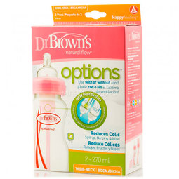 Бутылочка Dr. Brown's Options антиколиковая с широким горлышком Розовая 270 мл (2 шт)