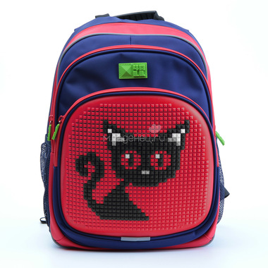 Рюкзак детский 4all KIDS Черная кошка Темно-синий / Красный + Пиксели 0