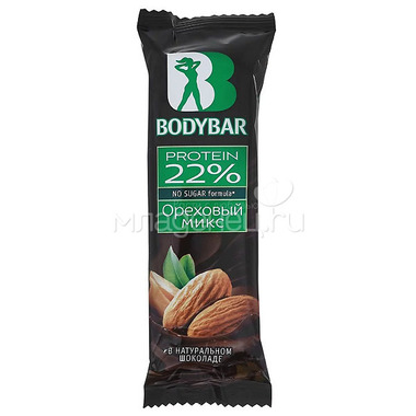 Батончик BODYBAR протеиновый 50 гр Ореховый микс в горьком шоколаде 0