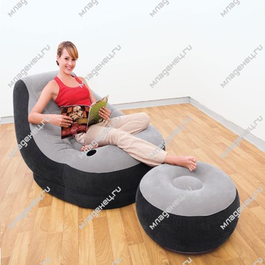 Надувная мебель Intex Кресло с пуфиком серое 1