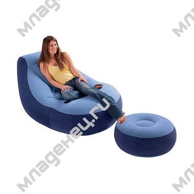 Надувная мебель Intex Кресло с пуфиком голубое 1
