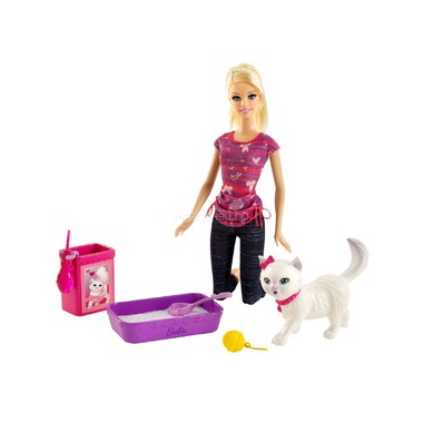 Игровой набор Barbie Барби ухаживает за кошечкой, с куклой 0