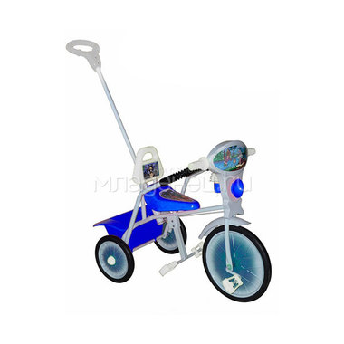 Велосипед трехколесный Малыш с ручкой и ограждением Синий 0