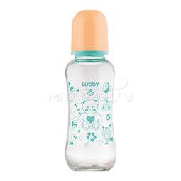 Бутылочка Lubby с силиконовой соской Стеклянная 250 мл (с 0 мес)