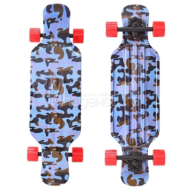 Скейтборд Y-SCOO Longboard Shark TIR 31" пластик 79х22 с сумкой Blue Army Blue/Red 0