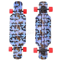Скейтборд Y-SCOO Longboard Shark TIR 31" пластик 79х22 с сумкой Blue Army Blue/Red