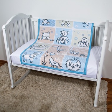 Одеяло Baby Nice байковое 100% хлопок 85х115 Веселые картинки Голубой 2