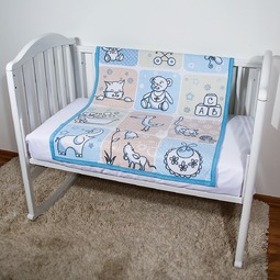 Одеяло Baby Nice байковое 100% хлопок 85х115 Веселые картинки Голубой