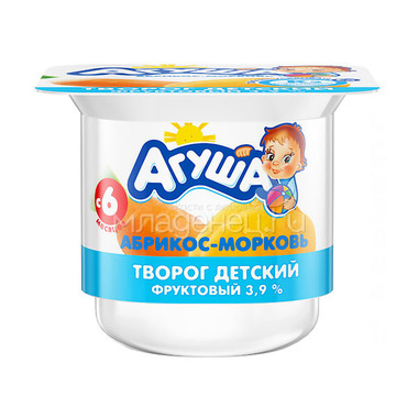 Творог Агуша 100 гр Абрикос с морковью 3,9% (с 6 мес) 0