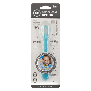 Ложка Happy Baby Для кормления Soft silikon Spoon (c 6 мес) голубая 1