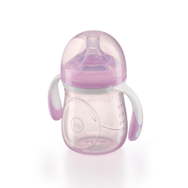 Бутылочка Happy Baby С ручками и  антиколиковой силиконовой соской 180 мл (с 0 мес) фиолетовая 1