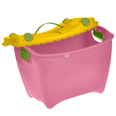 Ящик для хранения игрушек М пластика Супер-Пупер розовый 1
