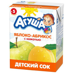 Сок Агуша 200 мл (тетрапак) Яблочно-абрикосовый с мякотью (с 5 мес)