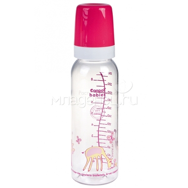 Бутылочка Canpol Babies с силиконовой соской 250 мл (с 12 мес) розовая 0