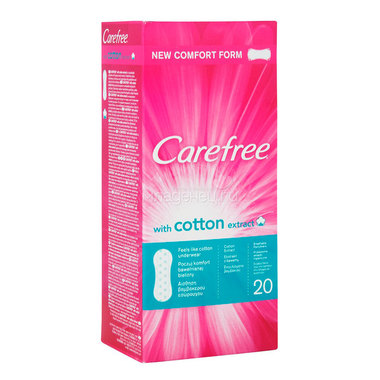 Прокладки гигиенические Carefree Cotton ежедневные Экстракт хлопка 20 шт 0