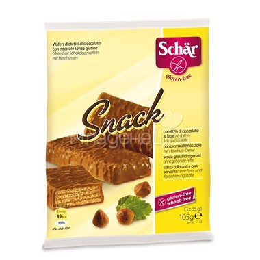 Вафли Dr. Schar В шоколаде с орехами Snack 105 гр (3 шт) 0