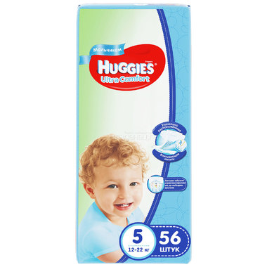 Подгузники Huggies Ultra Comfort Mega Pack для мальчиков 12-22 кг (56 шт) Размер 5 0