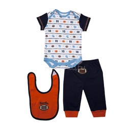 Комплект Bon Bebe Бон Бебе для мальчика: боди короткий,штанишки,нагрудник, цвет оранжевый 